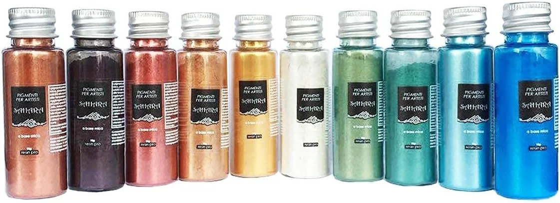 Resin Pro – 10 x 10 GR SAHARA Pearline Pigments – Kits de Pigments Métalliques Mélangés, Compatibles avec l’Èpoxy, le…