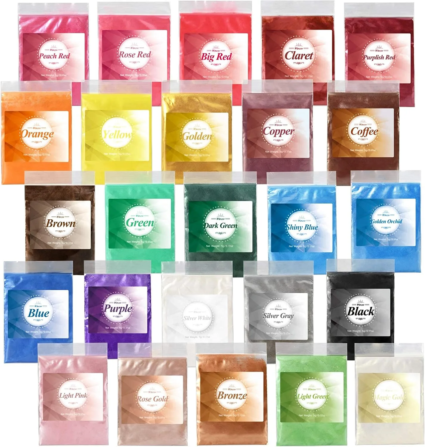 Colorant Résine Époxy – 25 Couleurs*5g Poudre Mica Naturel Métallique – pour Colorant de Savon, Pigment Résine Époxy…
