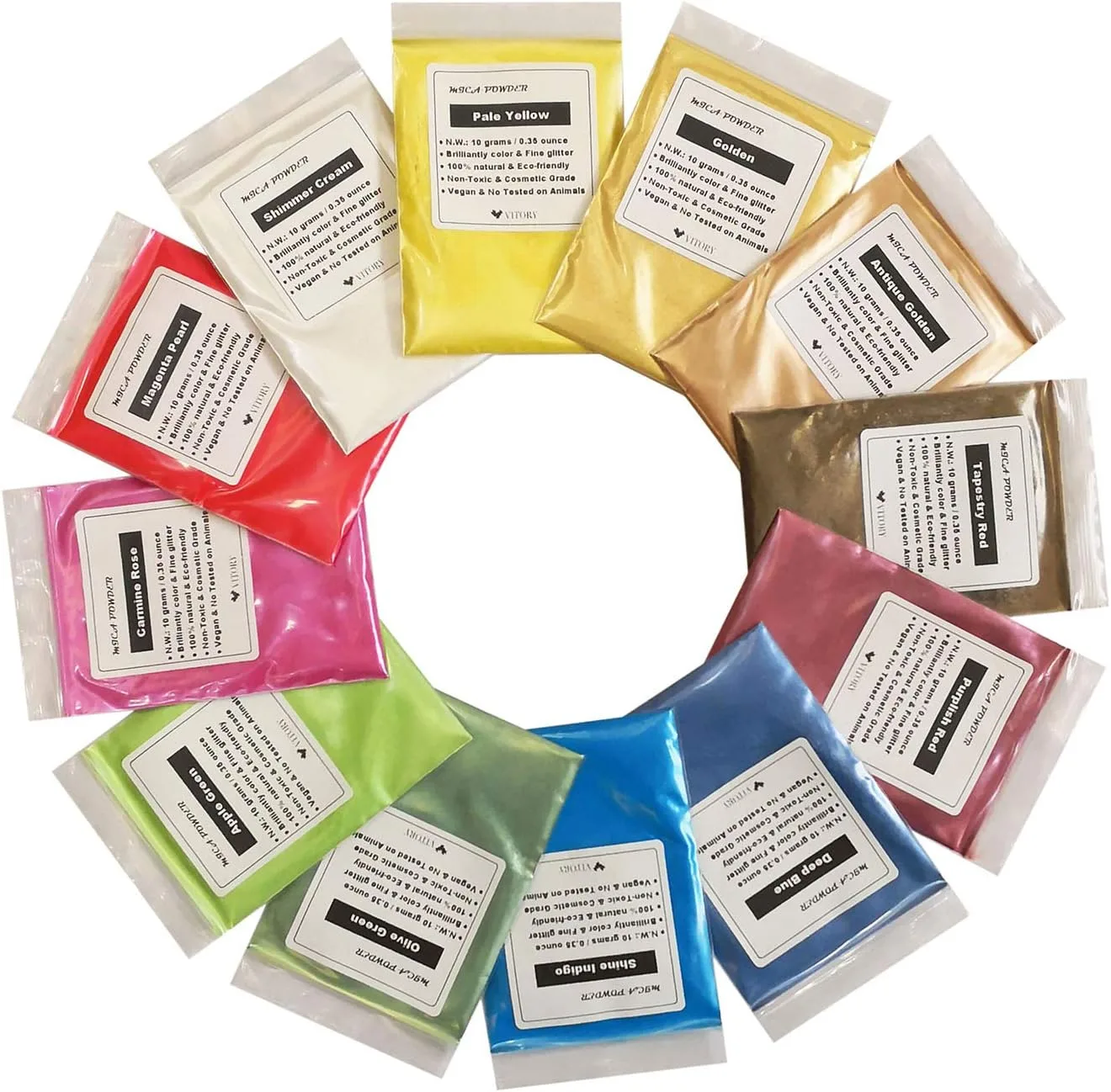 VITORY Pigment énorme mica en poudre powder set effet métallique pour résine époxy – fabrication de savon kit (12…