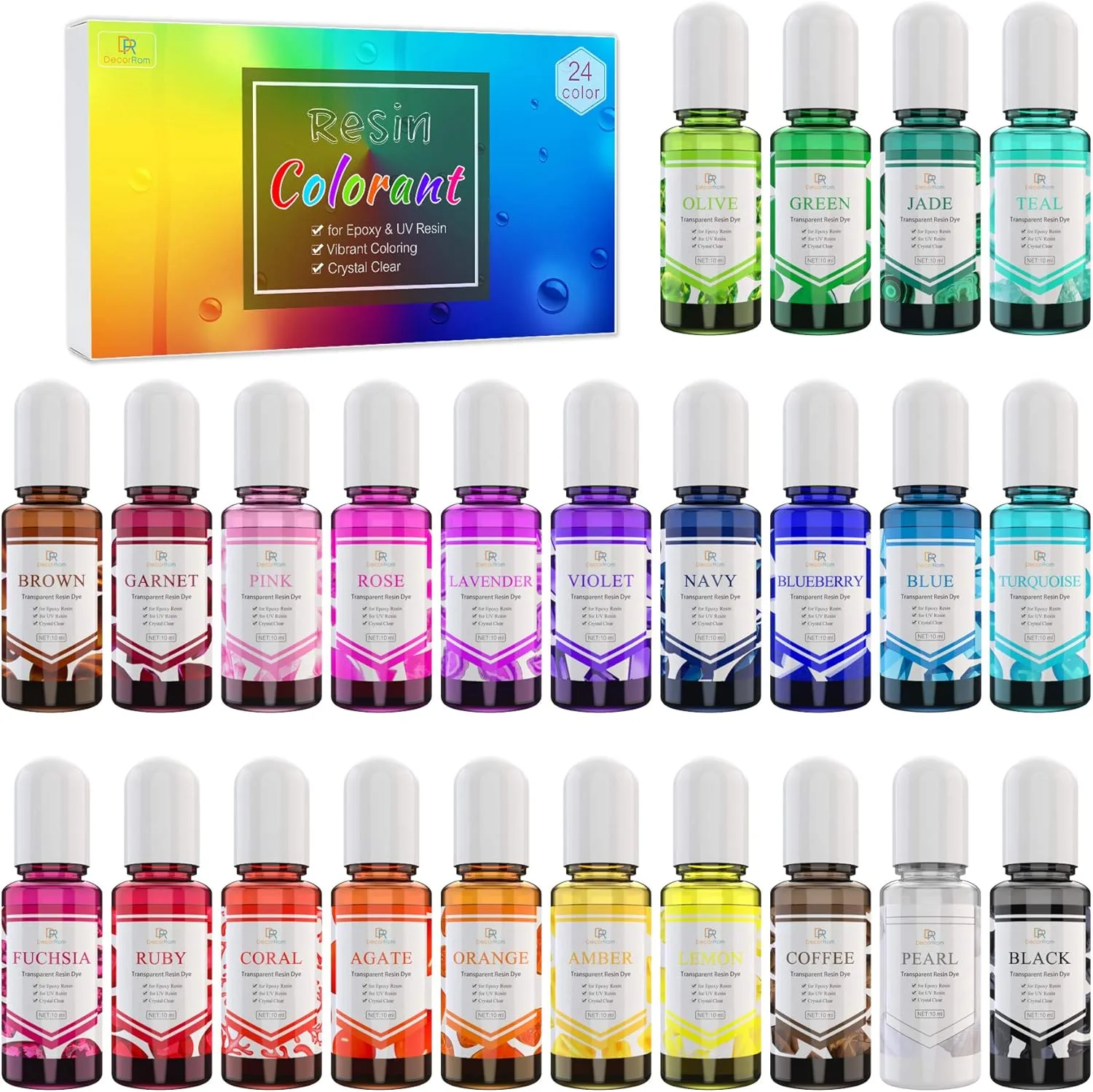 Colorants Résine Époxy UV 24 Couleurs 10ml