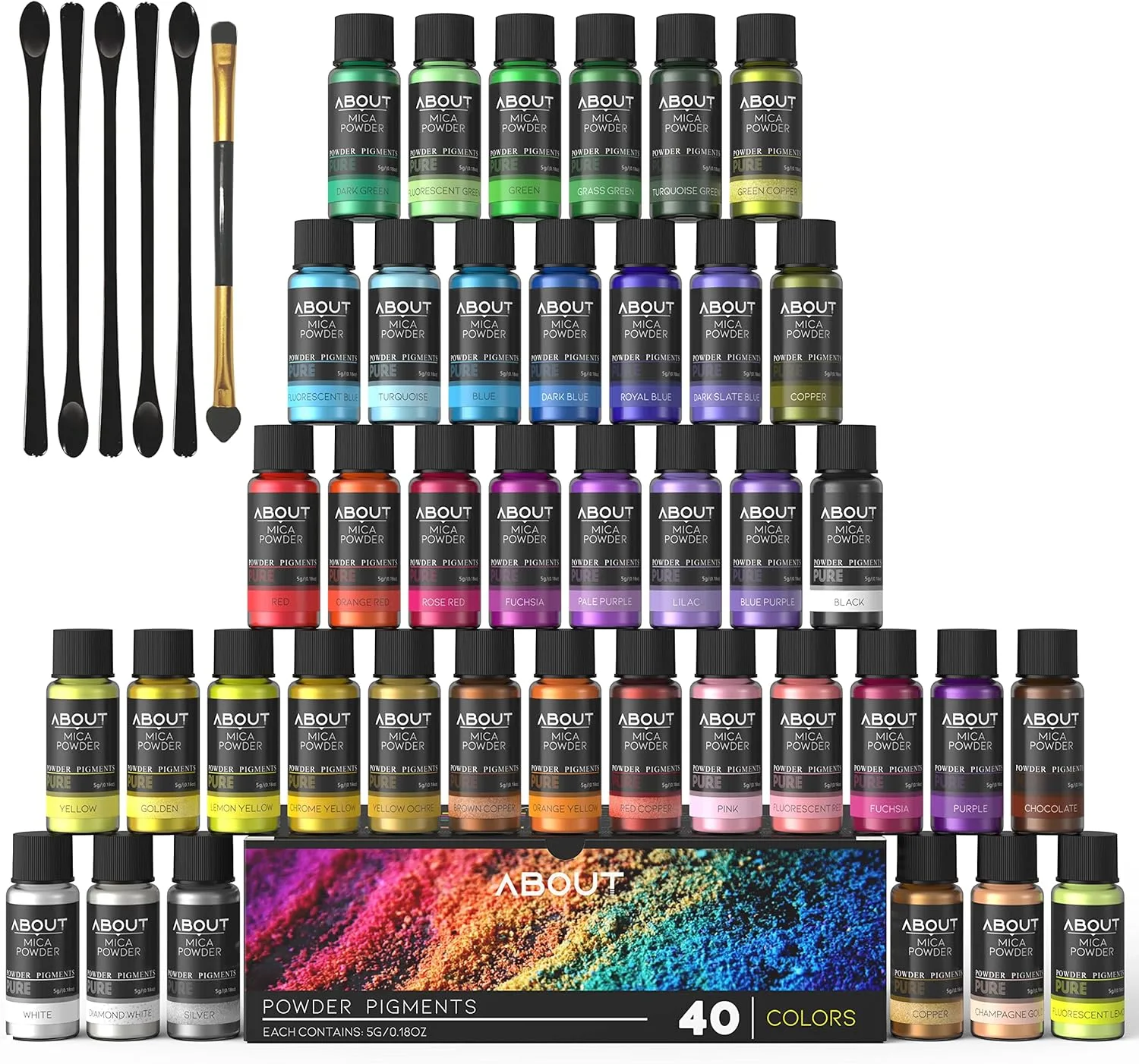 Poudre de Mica 40 Couleurs 5g – Colorant Époxy